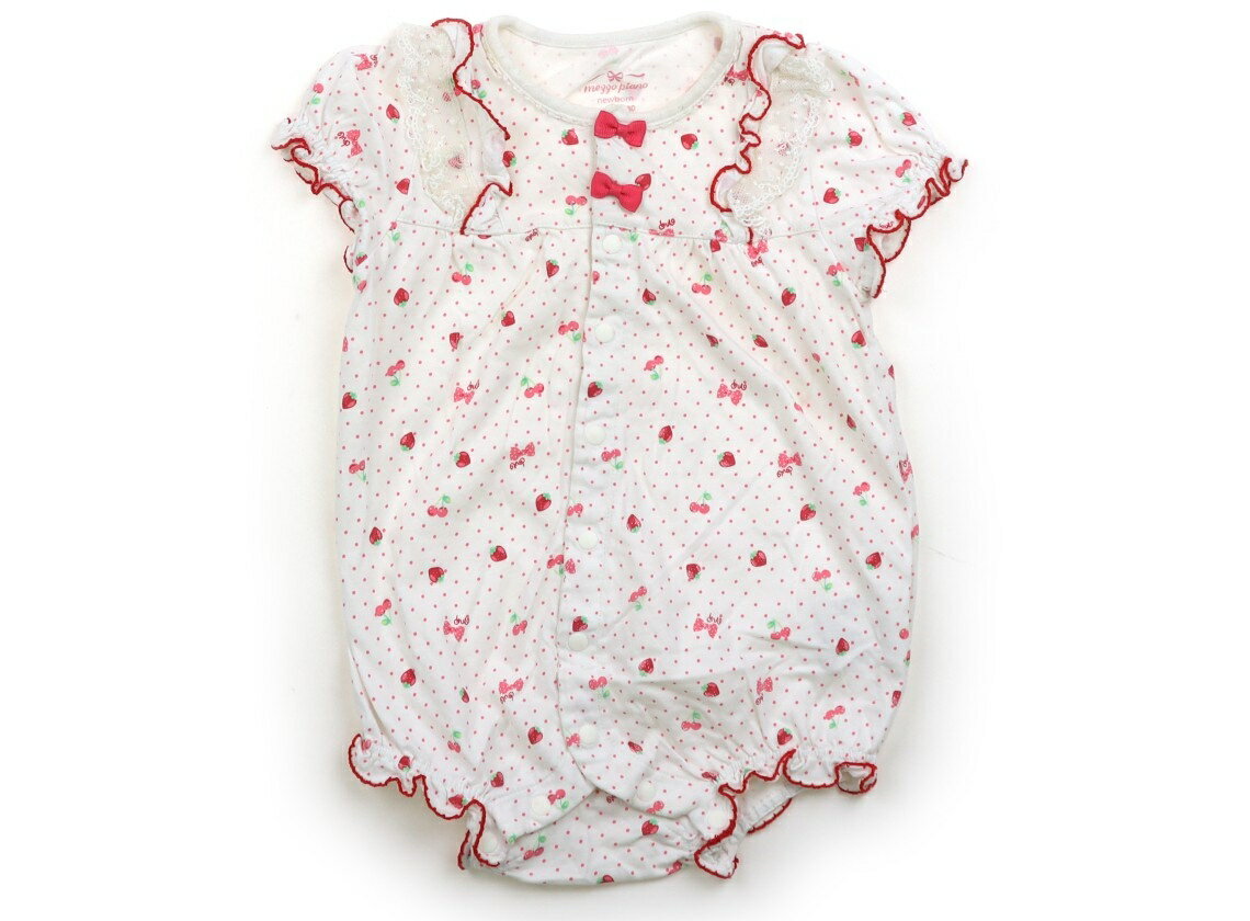 メゾピアノ mezzo piano カバーオール 70 女の子 ホワイト・レッド・ピンク・総柄 子供服 ベビー服 キッズ アウトレット ユーズド 【中古】キッズ・ベビー・マタニティ