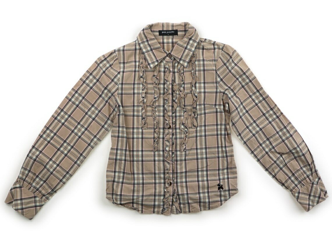 Blouses, Shirts - ポンポネット pom ponette シャツ・ブラウス 150 女の子 ベージュ、黒・ピンクチェック 子供服 ベビー服 キッズ アウトレット ユーズド 【中古】キッズ・ベビー・マタニティ