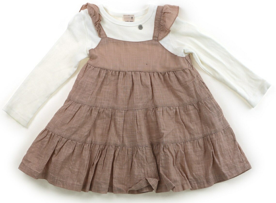 Rakuten - プティマイン petit main ワンピース 90 女の子 白・くすみピンク系 子供服 ベビー服 キッズ アウトレット ユーズド 【中古】キッズ・ベビー・マタニティ