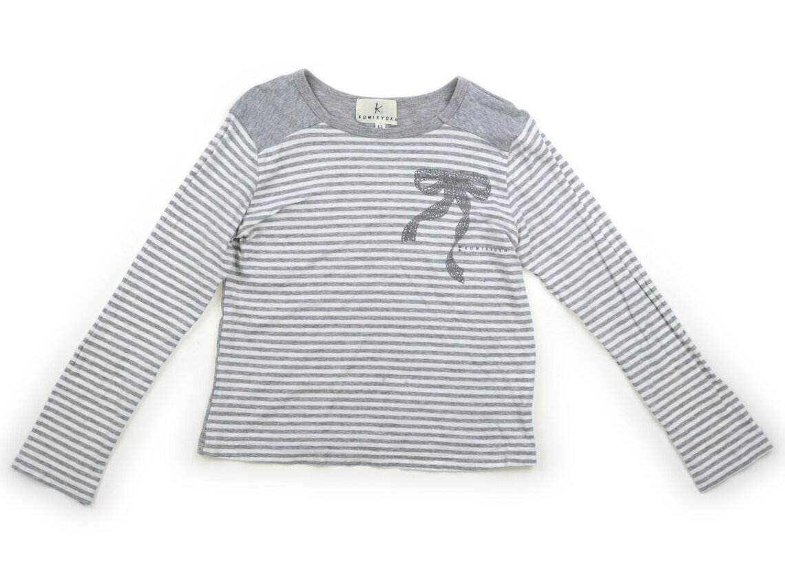 組曲 Kumikyoku Tシャツ・カットソー 130 女の子 グレーボーダー 子供服 ベビー服 キッズ アウトレット ユーズド 【中古】キッズ・ベビー・マタニティ