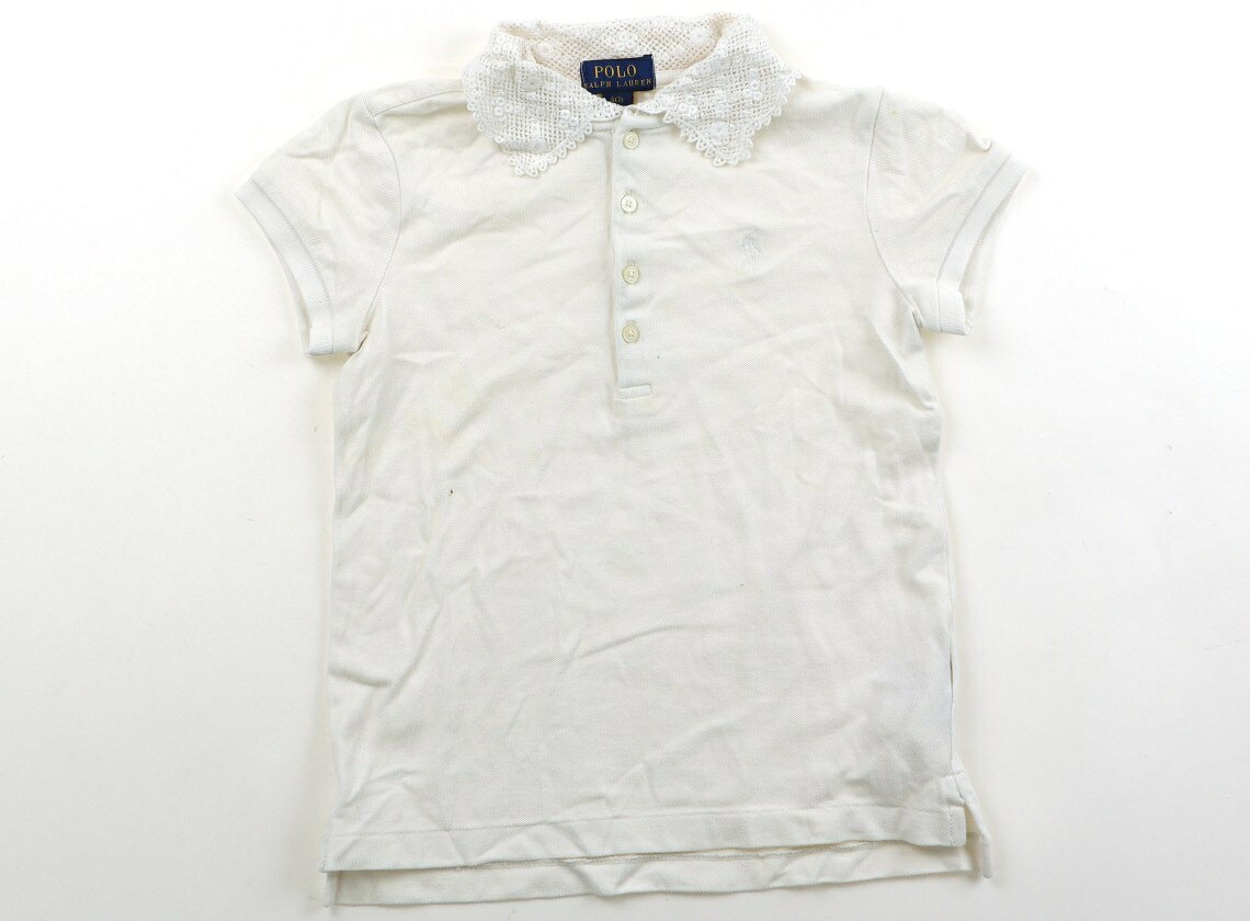 　ブランド 　POLO RALPH LAUREN(ポロラルフローレン) 　カテゴリー 　Tシャツ・カットソー 　サイズ 　130サイズ 　色 　ホワイト 　状態 　★★（返品不可） 　記名 　なし 　ジャンル 　Girl S/P(7)サイズ表記。襟はレース地。両裾スリット入り。全体にシワ・お腹付近の広範囲に薄いシミ・茶色いシミがあります。 ＊【状態】【サイズ】に関しての詳しい説明はこちら