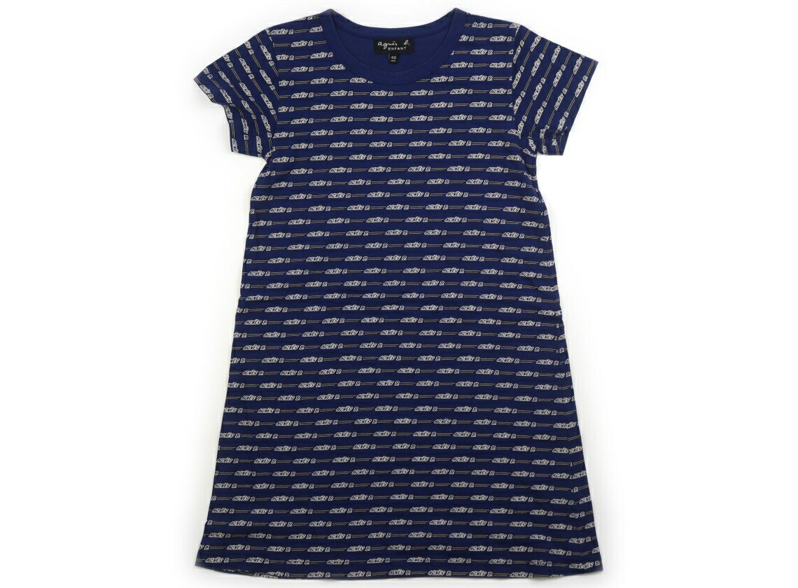 アニエスベー agnes.b ワンピース 130 女の子 ネイビー・イエローロゴ 子供服 ベビー服 キッズ アウトレット ユーズド 【中古】キッズ・ベビー・マタニティ