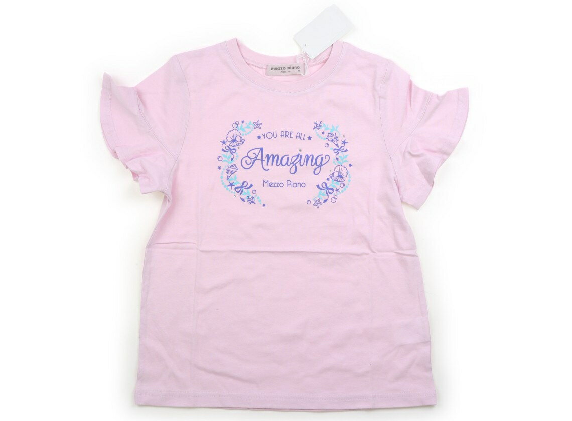 メゾピアノ mezzo piano Tシャツ・カットソー 150 女の子 ピンク・ブルーロゴ 子供服 ...