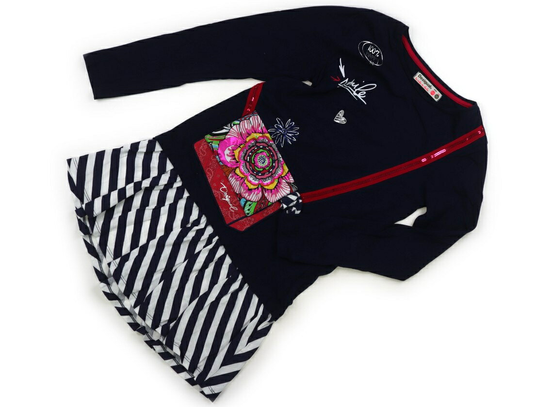 デシグアル Desigual ワンピース 130 女の子 紺　花　スパンコール 子供服 ベビー服 キッズ アウトレット ユーズド 【中古】キッズ・ベビー・マタニティ