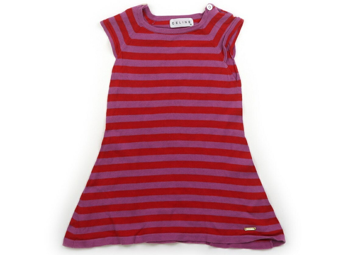 セリーヌ CELINE チュニック 90 女の子 紫・赤・ボーダー 子供服 ベビー服 キッズ アウトレット ユーズド 【中古】キッズ・ベビー・マタニティ
