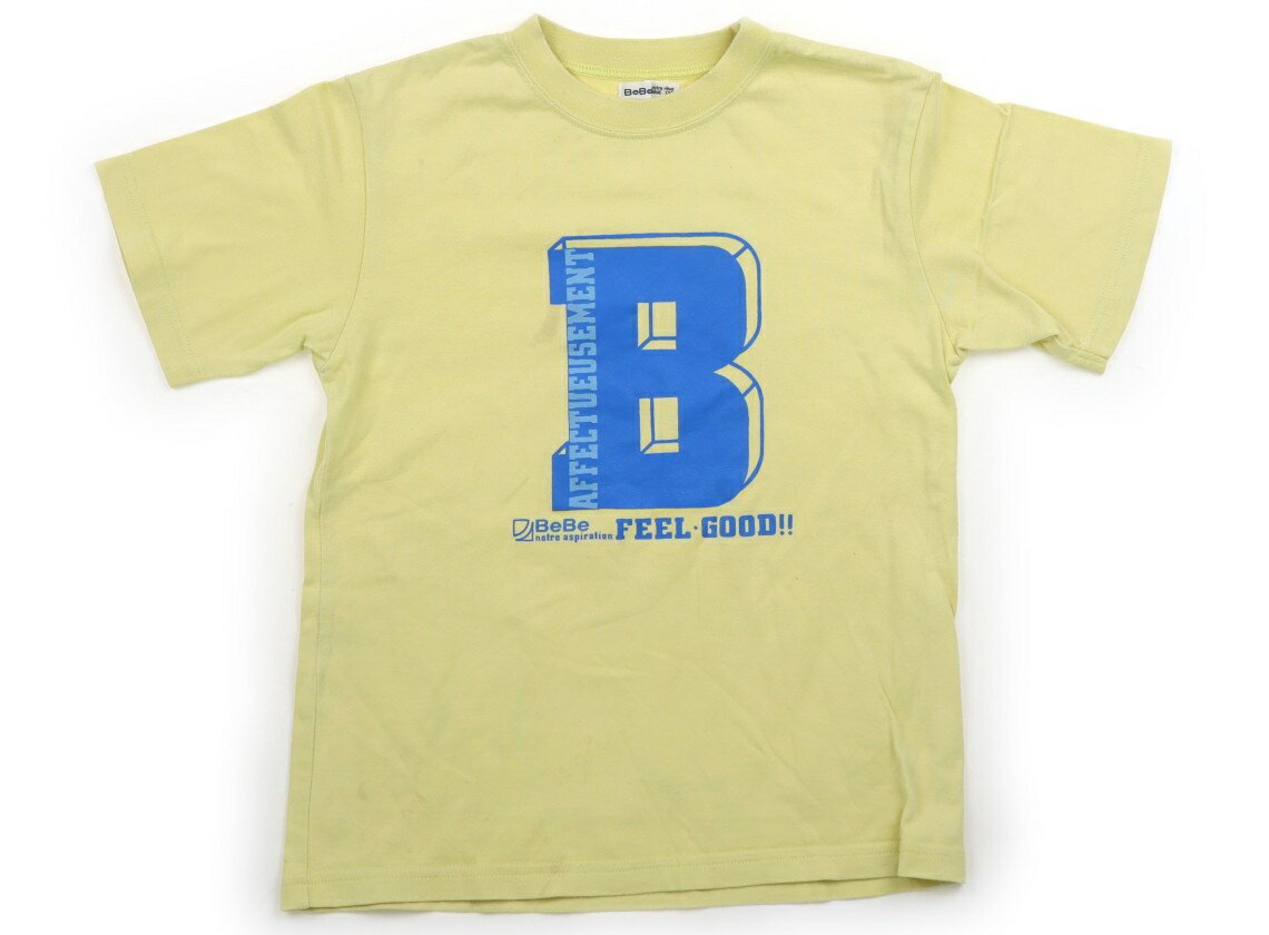 べべ BeBe Tシャツ・カットソー 130 男の子 パステルイエロー・ブルーロゴ 子供服 ベビー服 キッズ アウトレット ユーズド 【中古】キッズ・ベビー・マタニティ