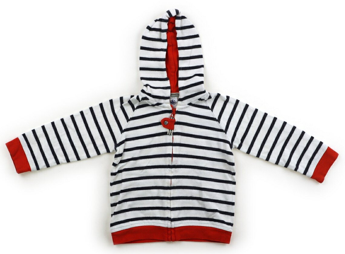 プチバトー PETIT BATEAU パーカー 80 男の子 ネイビーボーダー・オフ白・レッド 子供服 ベビー服 キッズ アウトレット ユーズド 【中古】キッズ・ベビー・マタニティ