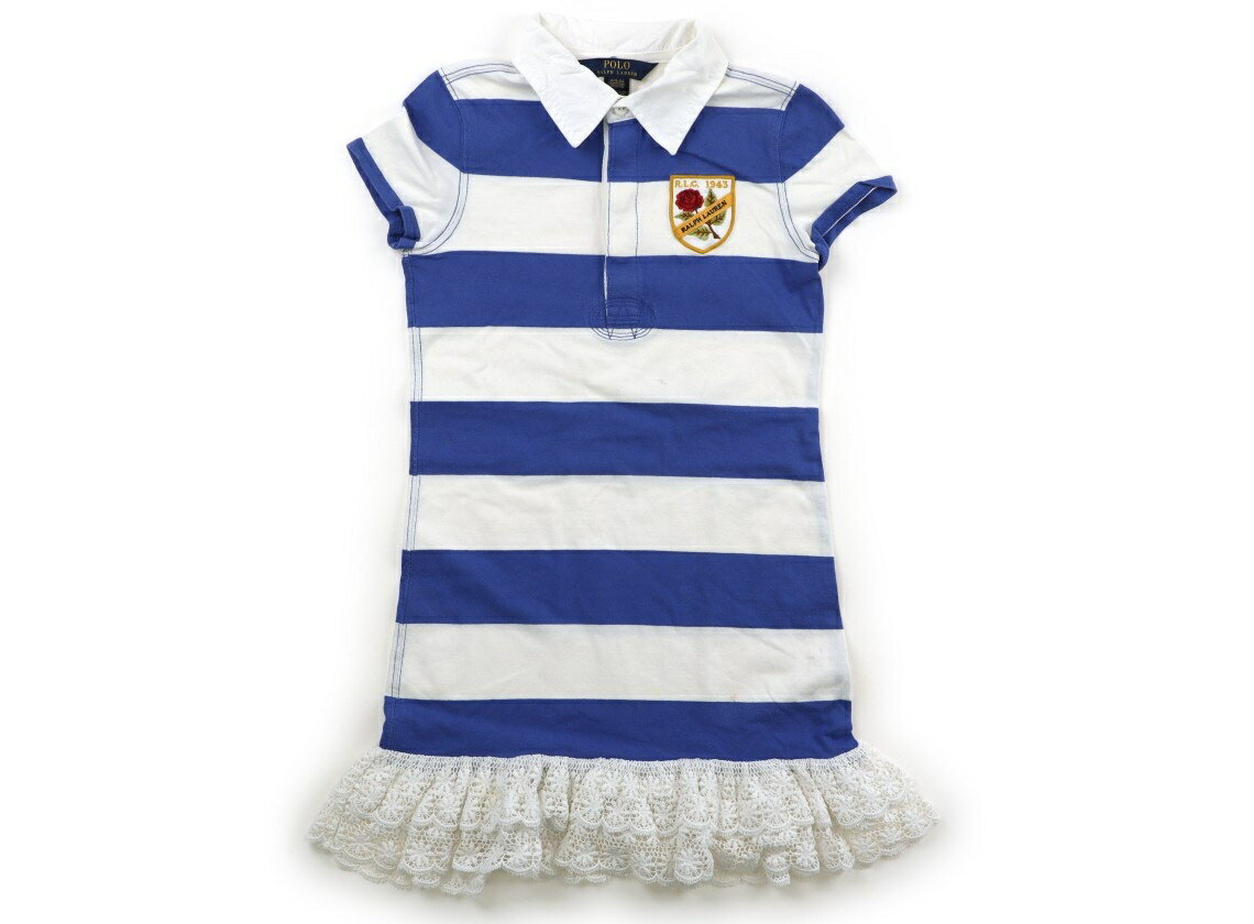 ポロラルフローレン POLO RALPH LAUREN ワンピース 140 女の子 白、ブルーボーダー、レース 子供服 ベビー服 キッズ アウトレット ユーズド 【中古】キッズ・ベビー・マタニティ