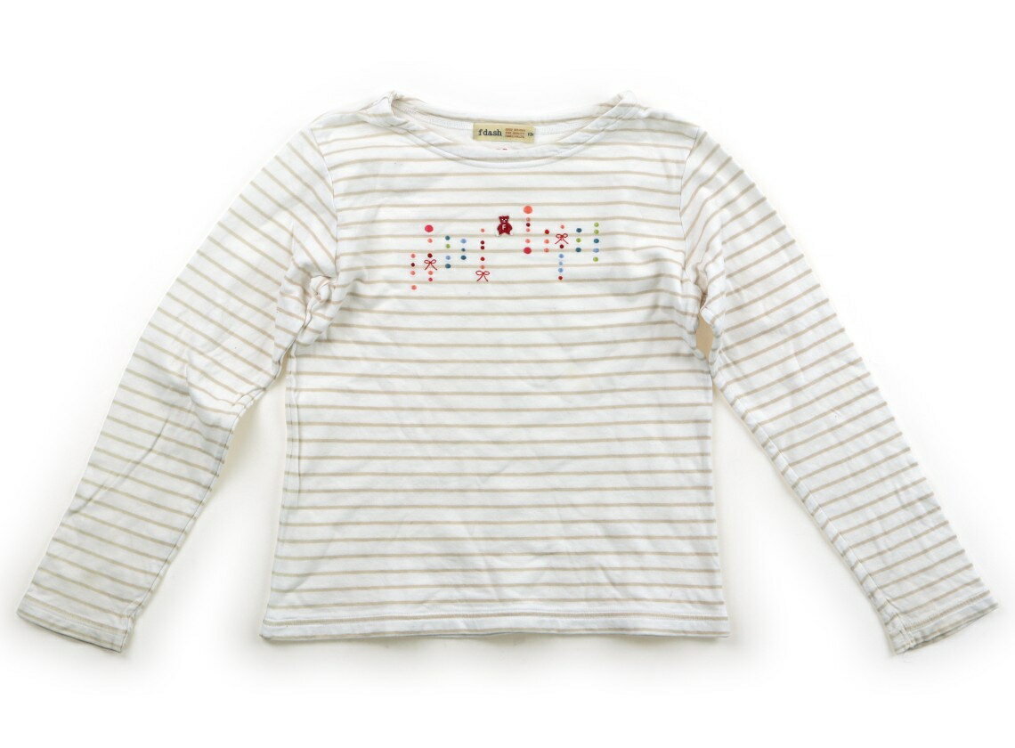 ファミリア familiar Tシャツ・カットソー 130 女の子 アイボリー・ベージュ・ボーダー・刺しゅう 子供服 ベビー服 キッズ アウトレット ユーズド 【中古】キッズ・ベビー・マタニティ