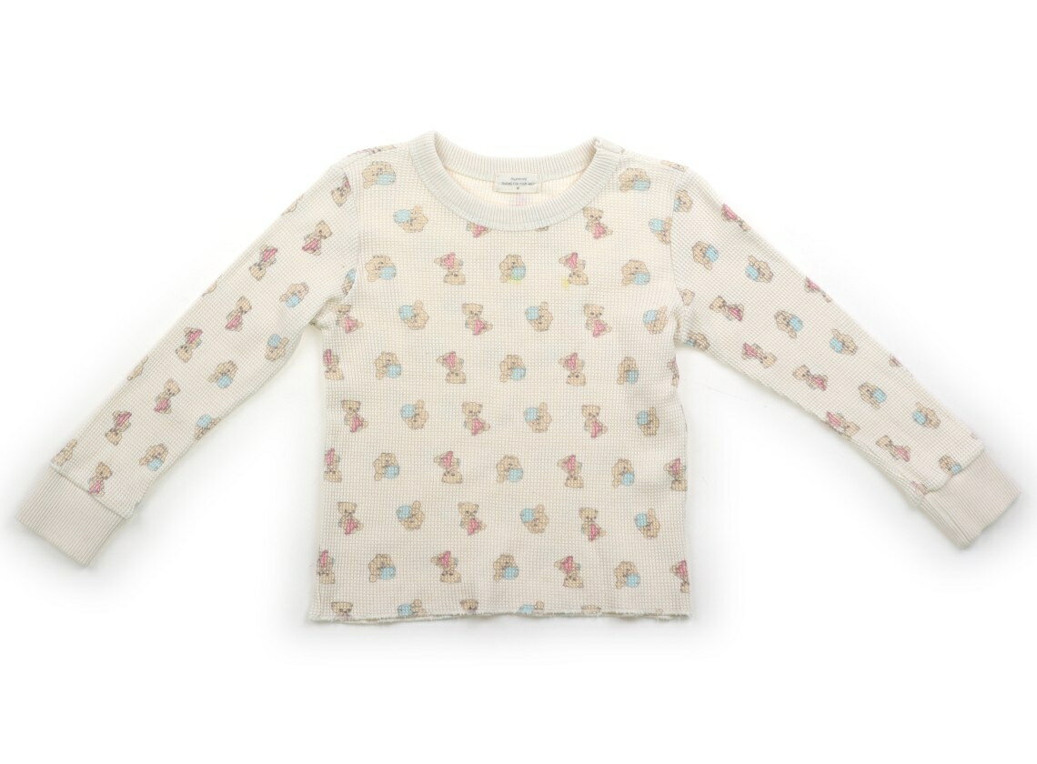 モンミミ monmimi Tシャツ・カットソー 100 女の子 アイボリー　クマ柄 子供服 ベビー服 キッズ アウトレット ユーズド 【中古】キッズ・ベビー・マタニティ