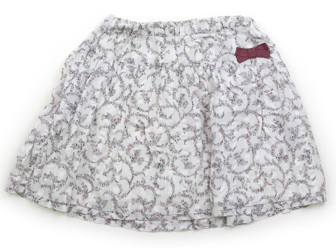 べべ BeBe スカート 130 女の子 白、ピンク・ブルーの花柄、リボン 子供服 ベビー服 キッズ アウトレット ユーズド 【中古】キッズ・ベビー・マタニティ