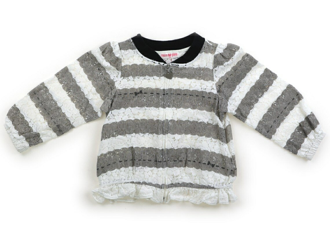 メゾピアノ mezzo piano カーディガン 120 女の子 白・グレーボーダー、黒 子供服 ベビー服 キッズ アウトレット ユーズド 【中古】キッズ・ベビー・マタニティ