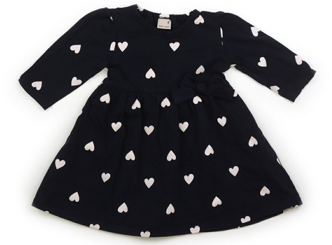 Rakuten - プティマイン petit main ワンピース 80 女の子 ネイビー、ハート 子供服 ベビー服 キッズ アウトレット ユーズド 【中古】キッズ・ベビー・マタニティ