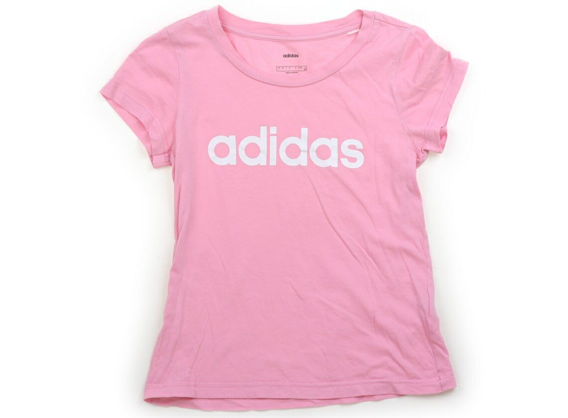 アディダス Adidas Tシャツ・カットソー 150 女の子 ピンク、白いロゴ 子供服 ベビー服 キッズ アウトレット ユーズド 【中古】キッズ・ベビー・マタニティ