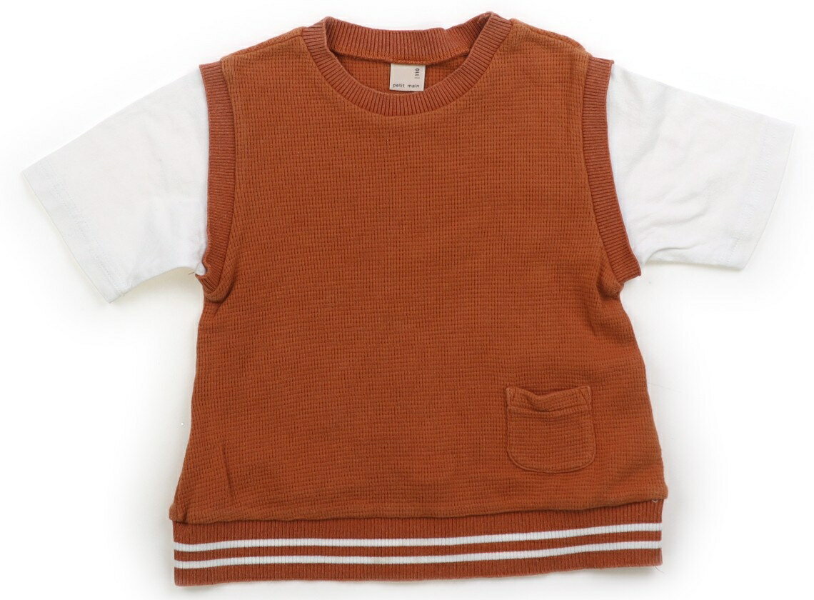 　ブランド 　petit main(プティマイン) 　カテゴリー 　Tシャツ・カットソー 　サイズ 　110サイズ 　色 　ブラウン、白 　状態 　★★（返品不可） 　記名 　なし 　ジャンル 　Boy ブラウン部分はやや厚手のワッフルカットソー素材。袖に黄ばみ汚れがあり、全体的にやや色あせが見られますが、普段使いにいかがでしょうか。 ＊【状態】【サイズ】に関しての詳しい説明はこちら