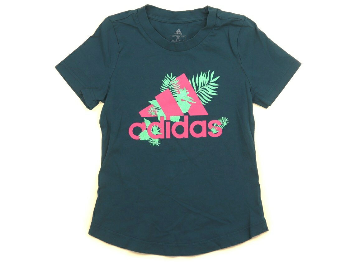 アディダス Adidas Tシャツ・カットソー 150 女の子 鉄色、ピンク、グリーンラメ 子供服 ベビー服 キッズ アウトレット ユーズド 【中古】キッズ・ベビー・マタニティ