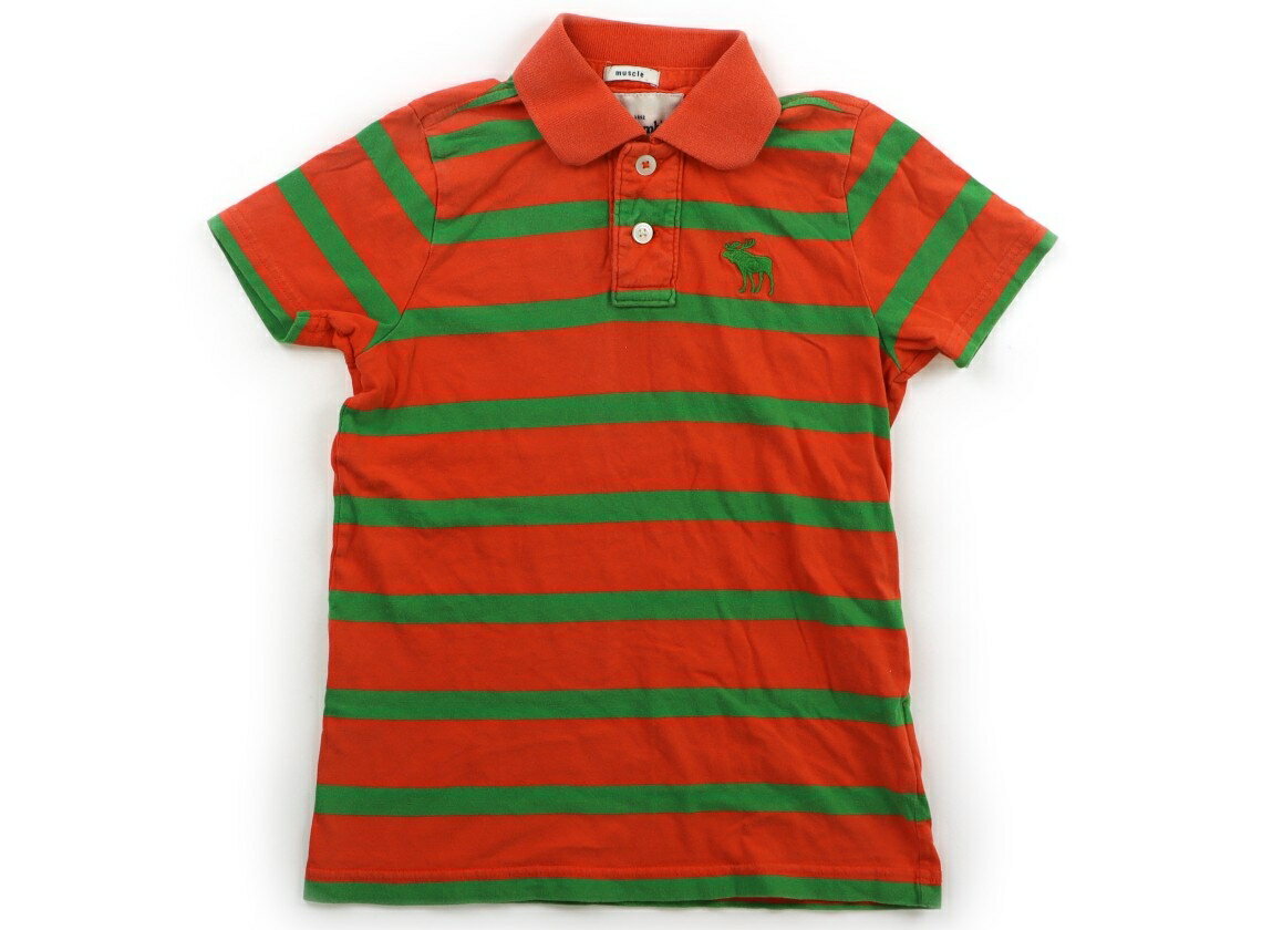 アバクロ Abercrombie ポロシャツ 150 男の子 オレンジ緑ボーダー 子供服 ベビー服 キッズ アウトレット ユーズド 【中古】キッズ・ベビー・マタニティ