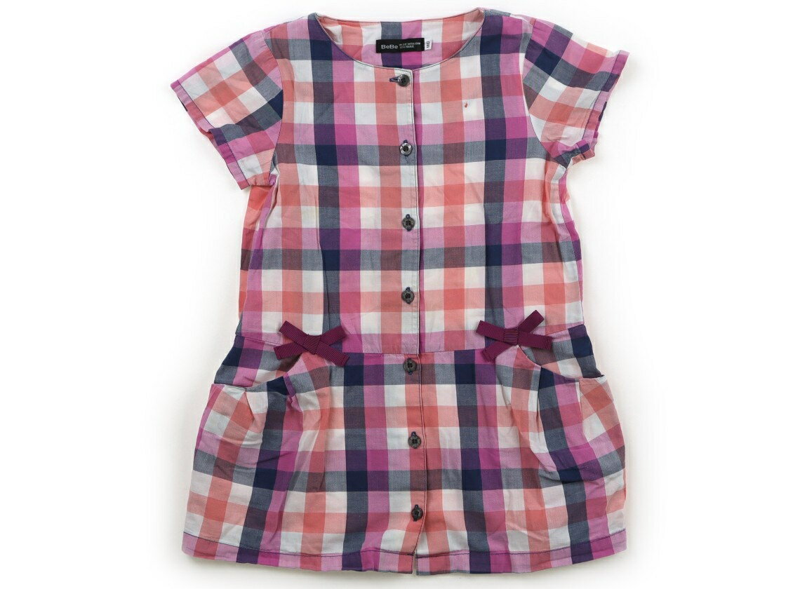 べべ BeBe ワンピース 110 女の子 ピンク・ネイビーチェック 子供服 ベビー服 キッズ アウトレット ユーズド 【中古】キッズ・ベビー・マタニティ