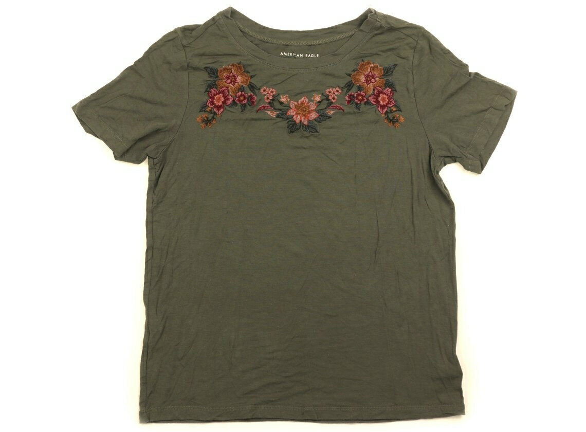 アメリカンイーグル American Eagle Outfitters Tシャツ・カットソー 150 女の子 カーキ、花柄刺繍 子供服 ベビー服 キッズ アウトレット ユーズド 【中古】キッズ・ベビー・マタニティ