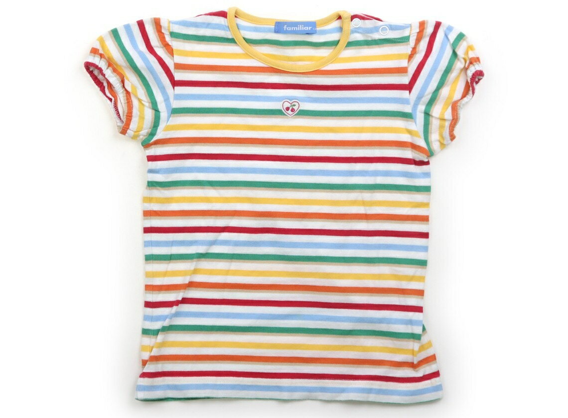 ファミリア familiar Tシャツ・カットソー 120 女の子 ボーダー柄ホワイトグリーンイエローレッドオレンジ 子供服 ベビー服 キッズ アウトレット ユーズド 【中古】キッズ・ベビー・マタニティ