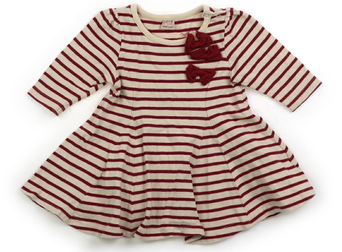 Rakuten - プティマイン petit main ワンピース 90 女の子 クリーム、バーガンディ、ボーダー 子供服 ベビー服 キッズ アウトレット ユーズド 【中古】キッズ・ベビー・マタニティ