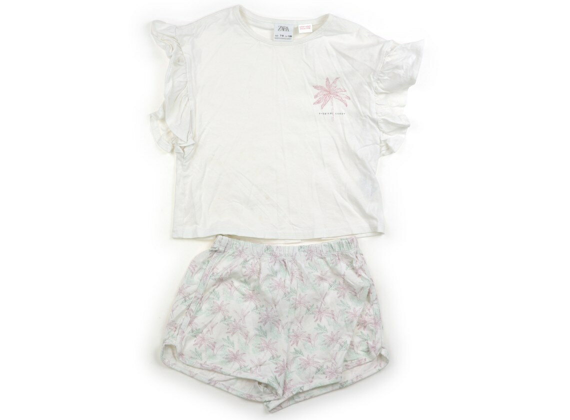 ザラ ZARA 上下セット 120 女の子 アイボリー・プリント 子供服 ベビー服 キッズ アウトレット ユーズド 【中古】キッズ・ベビー・マタニティ