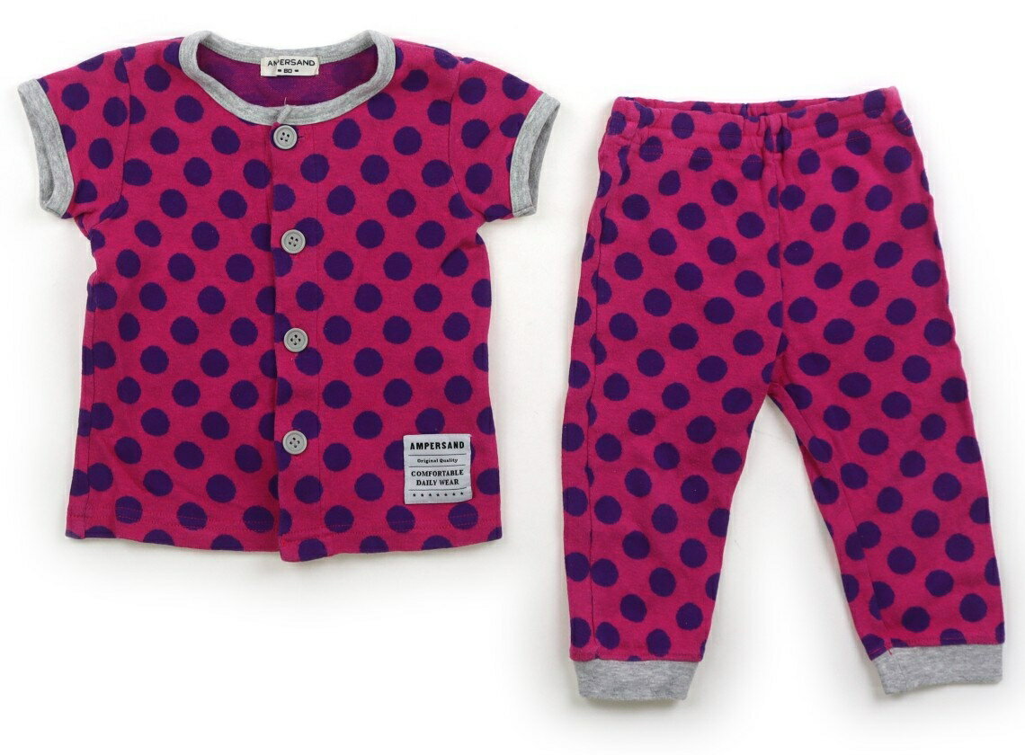 アンパサンド ampersand パジャマ 80 女の子 マゼンダピンク・パープルドット・杢グレー 子供服 ベビー服 キッズ アウトレット ユーズド 【中古】キッズ・ベビー・マタニティ(4.0)