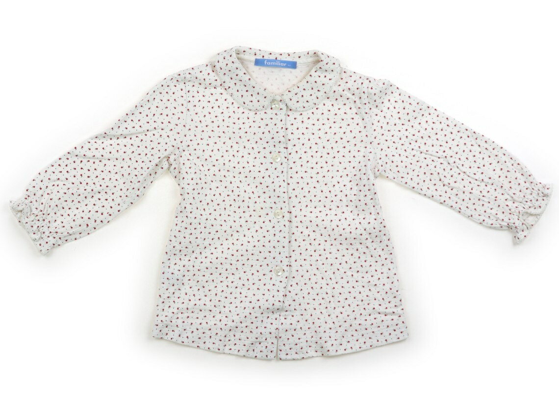 ファミリア familiar シャツ・ブラウス 90 女の子 ホワイト・総柄 子供服 ベビー服 キッズ アウトレット ユーズド 【中古】キッズ・ベビー・マタニティ
