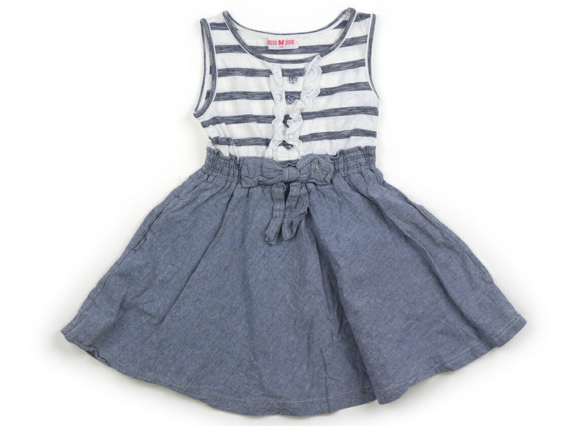 メゾピアノ mezzo piano ワンピース 110 女の子 ホワイト・ブルー 子供服 ベビー服 キッズ アウトレット ユーズド 【中古】キッズ・ベビー・マタニティ