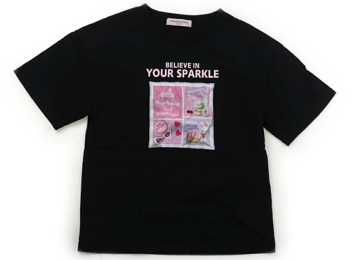 メゾピアノ mezzo piano Tシャツ・カットソー 150 女の子 黒・ピンク 子供服 ベビー服 キッズ アウトレット ユーズド 【中古】キッズ・ベビー・マタニティ