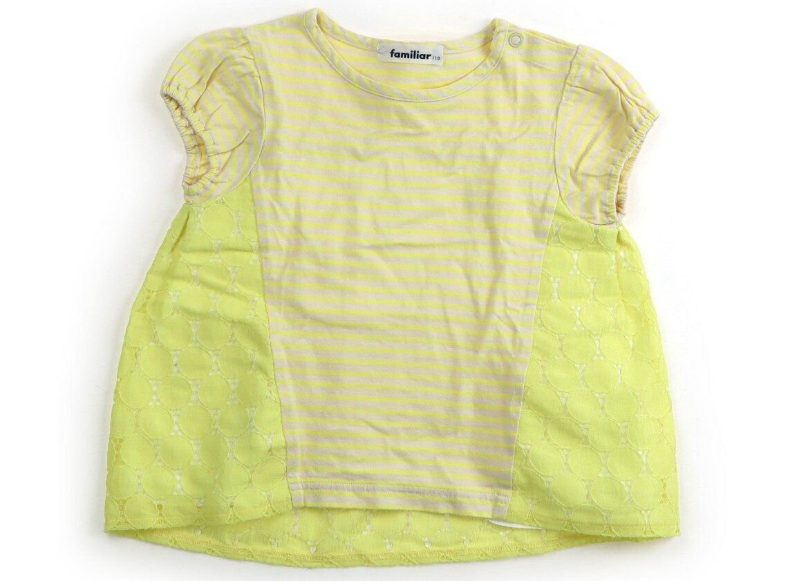 ファミリア familiar Tシャツ・カットソー 110 女の子 黄色・ベージュ・ボーダー 子供服 ベビー服 キッズ アウトレット ユーズド 【中古】キッズ・ベビー・マタニティ