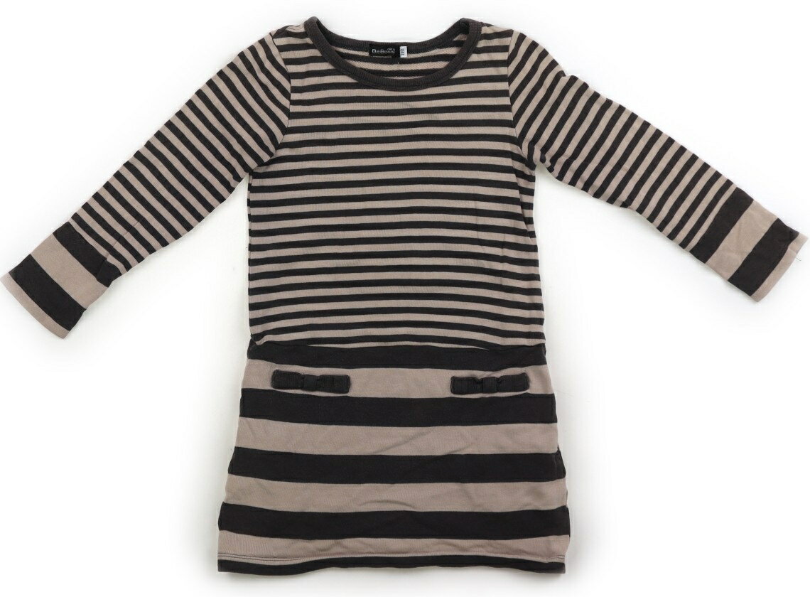 べべ BeBe ワンピース 110 女の子 ベージュ・グレー・ボーダー 子供服 ベビー服 キッズ アウトレット ユーズド 【中古】キッズ・ベビー・マタニティ
