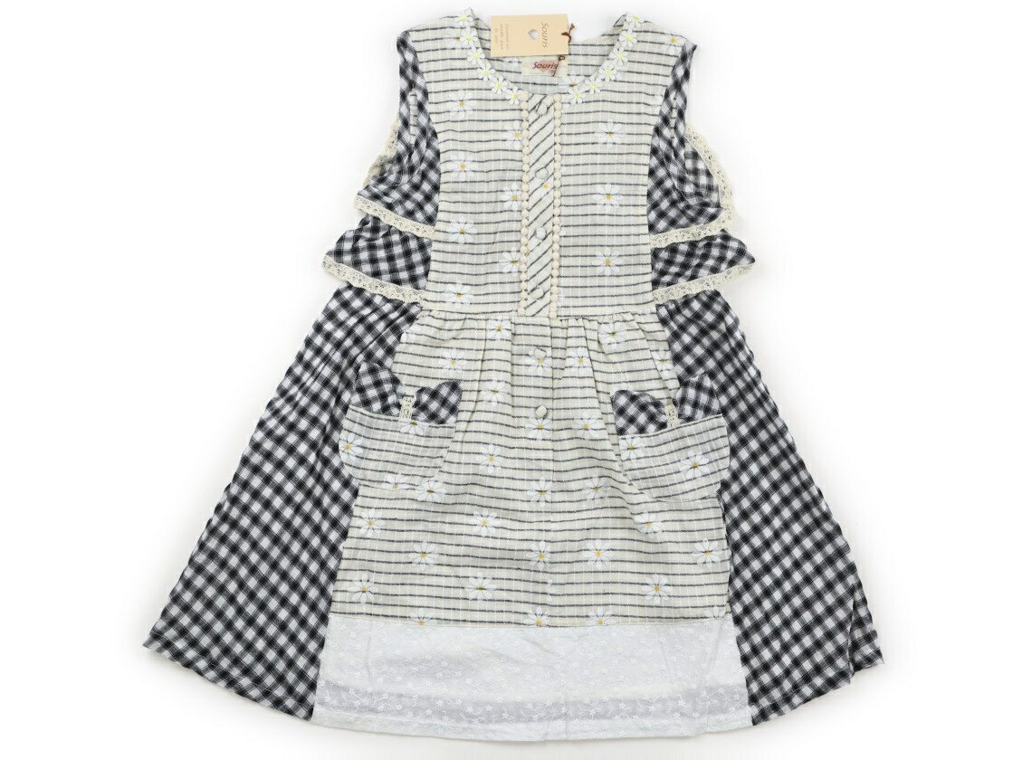Rakuten - スーリー Souris ジャンパースカート 130 女の子 ベージュ・ブラック・チェック 子供服 ベビー服 キッズ アウトレット ユーズド 【中古】キッズ・ベビー・マタニティ