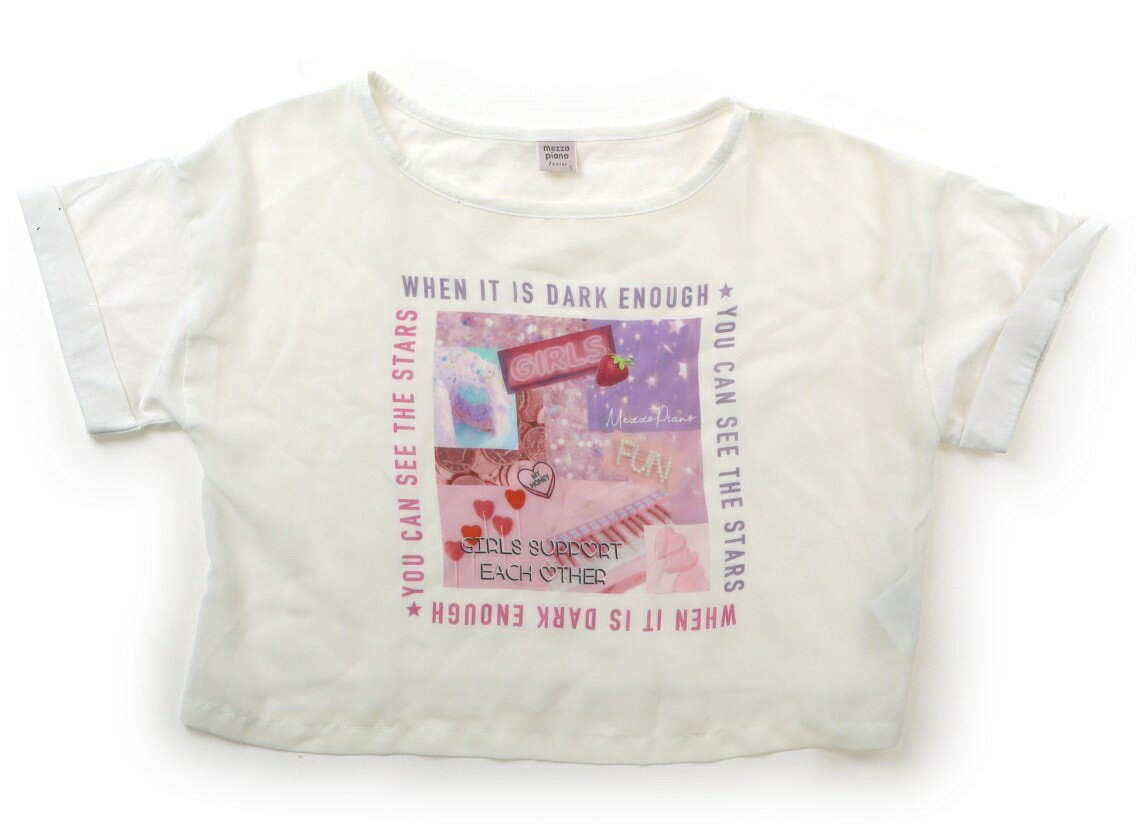 メゾピアノ mezzo piano Tシャツ・カットソー 140 女の子 白、ピンク 子供服 ベビー服 キッズ アウトレット ユーズド 【中古】キッズ・ベビー・マタニティ