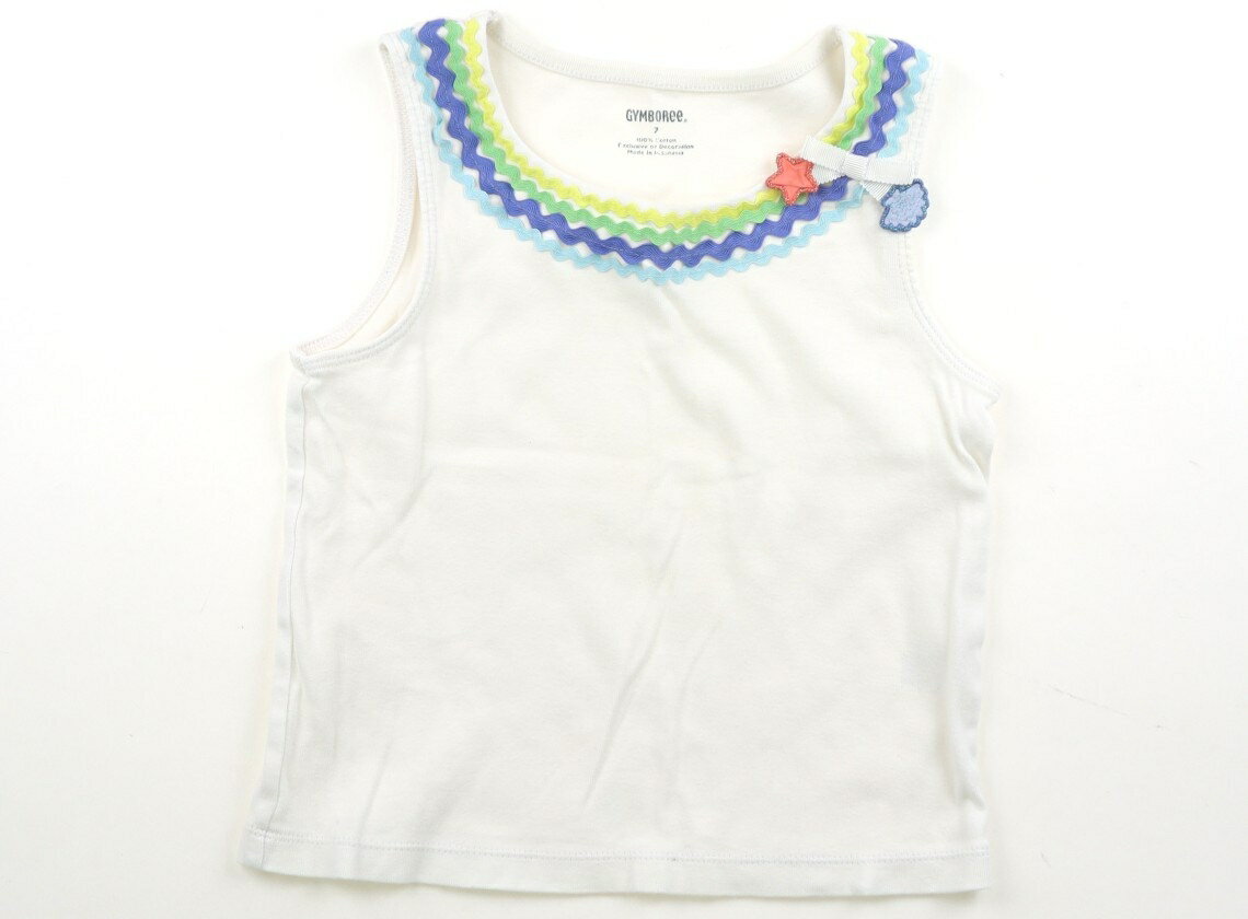 짐보리 Gymboree 탱크 탑 캐미솔 120 여자 화이트 블루 옐로우 테두리 아동복 아기 옷 키즈 아울렛 유즈드 [중고] 키즈 아기 출산