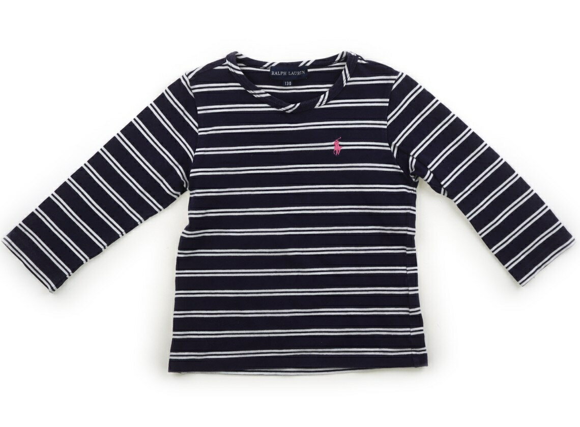 Rakuten - ラルフローレン Ralph Lauren Tシャツ・カットソー 130 女の子 ネイビー・ボーダー・ピンク 子供服 ベビー服 キッズ アウトレット ユーズド 【中古】キッズ・ベビー・マタニティ