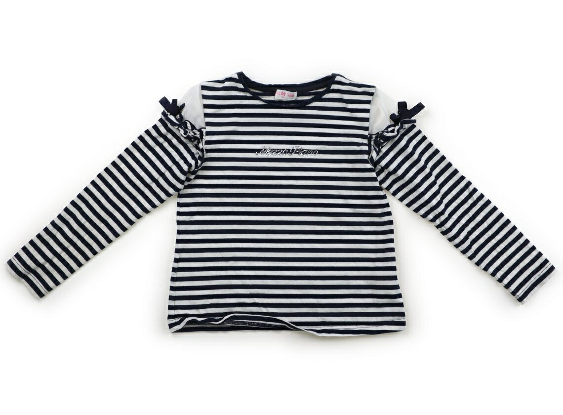 メゾピアノ mezzo piano Tシャツ・カットソー 140 女の子 ネイビー・ホワイト 子供服 ベビー服 キッズ アウトレット ユーズド 【中古】キッズ・ベビー・マタニティ