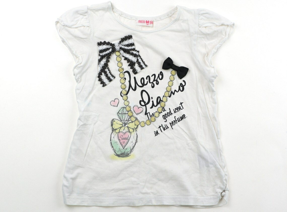 メゾピアノ mezzo piano Tシャツ・カットソー 130 女の子 白 子供服 ベビー服 キッズ アウトレット ユーズド 【中古】キッズ・ベビー・マタニティ