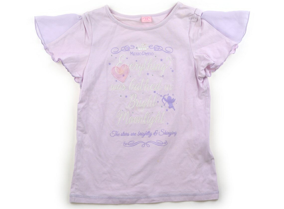メゾピアノ mezzo piano Tシャツ・カットソー 140 女の子 パープル・ホワイトロゴ 子供服 ベビー服 キッズ アウトレット ユーズド 【中古】キッズ・ベビー・マタニティ