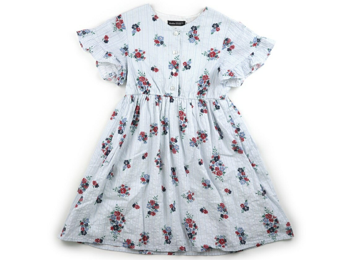 べべ BeBe ワンピース 130 女の子 オフ・サックスストライプ・花柄 子供服 ベビー服 キッズ アウトレット ユーズド 【中古】キッズ・ベビー・マタニティ