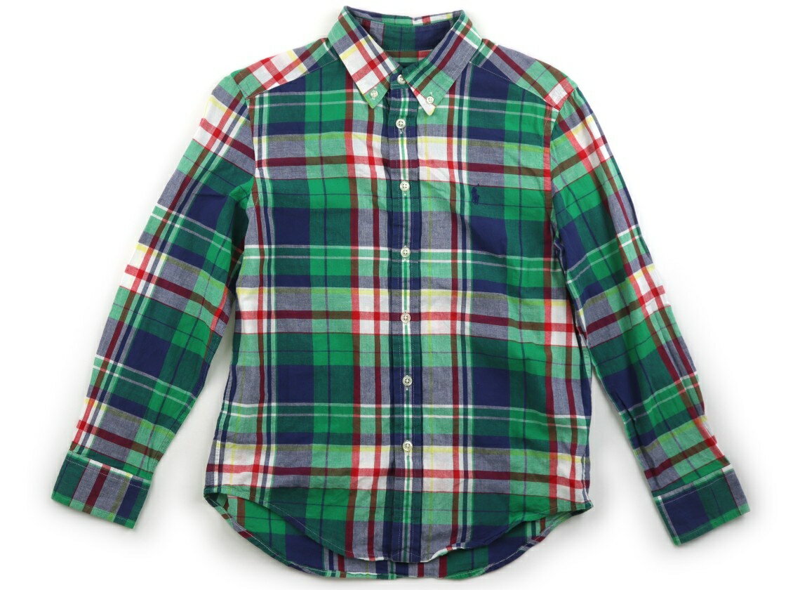 ポロラルフローレン POLO RALPH LAUREN シャツ・ブラウス 150 男の子 緑・白・紺チェック 子供服 ベビー服 キッズ アウトレット ユーズド 【中古】キッズ・ベビー・マタニティ