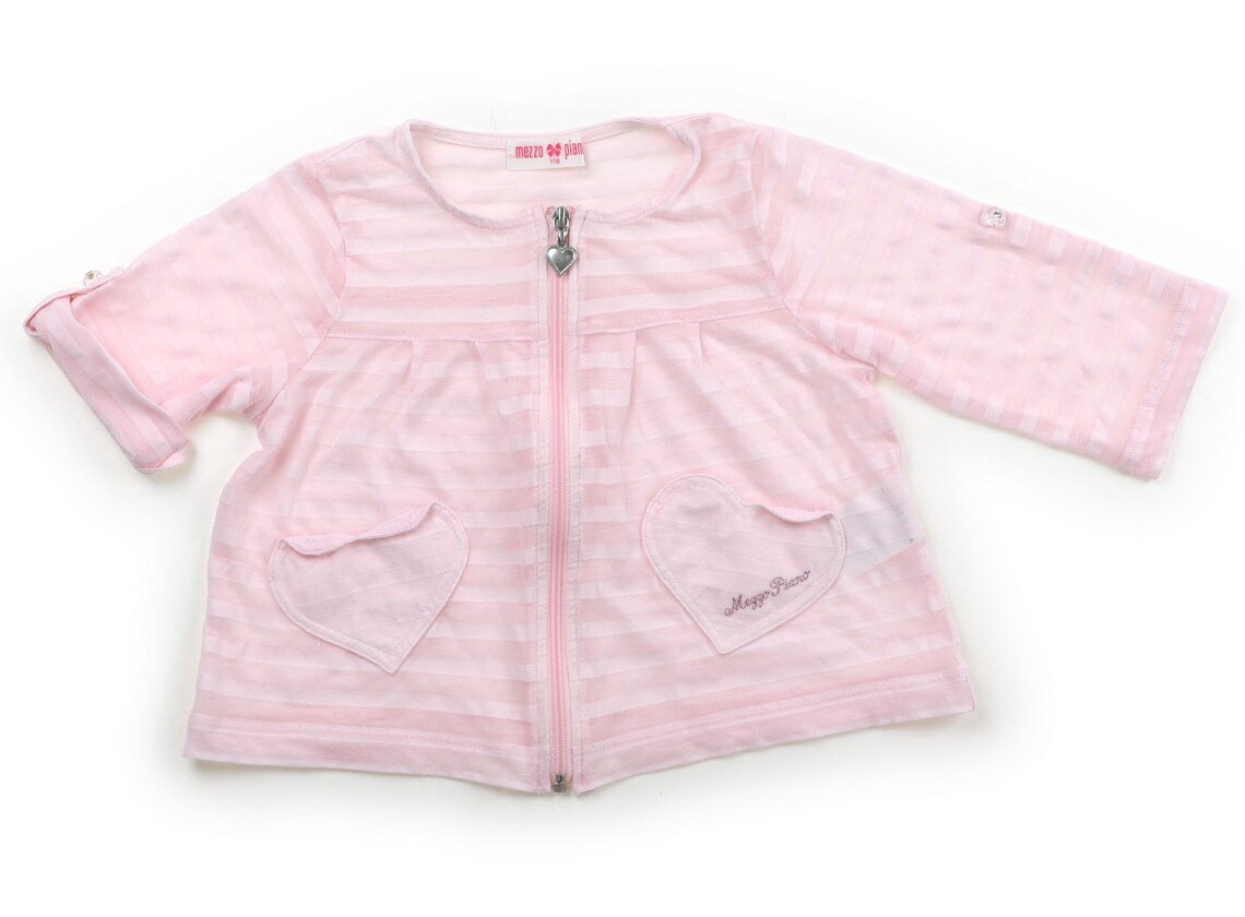 メゾピアノ mezzo piano カーディガン 110 女の子 ピンク、ボーダー柄 子供服 ベビー服 キッズ アウトレット ユーズド 【中古】キッズ・ベビー・マタニティ