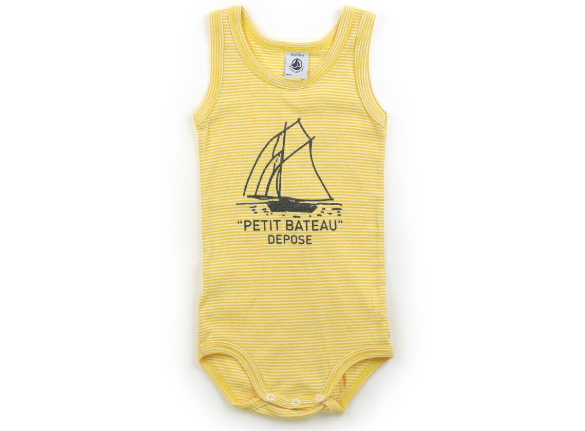 プチバトー PETIT BATEAU ロンパース 70 男の子 黄色・白・ボーダー 子供服 ベビー服 キッズ アウトレット ユーズド 【中古】キッズ・ベビー・マタニティ