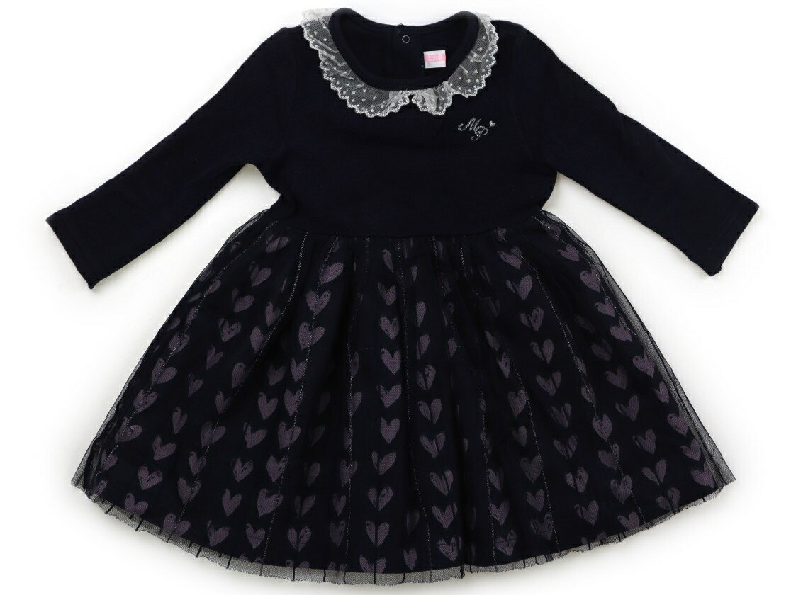 メゾピアノ mezzo piano ワンピース 100 女の子 ネイビー　ハート柄 子供服 ベビー服 キッズ アウトレット ユーズド 【中古】キッズ・ベビー・マタニティ
