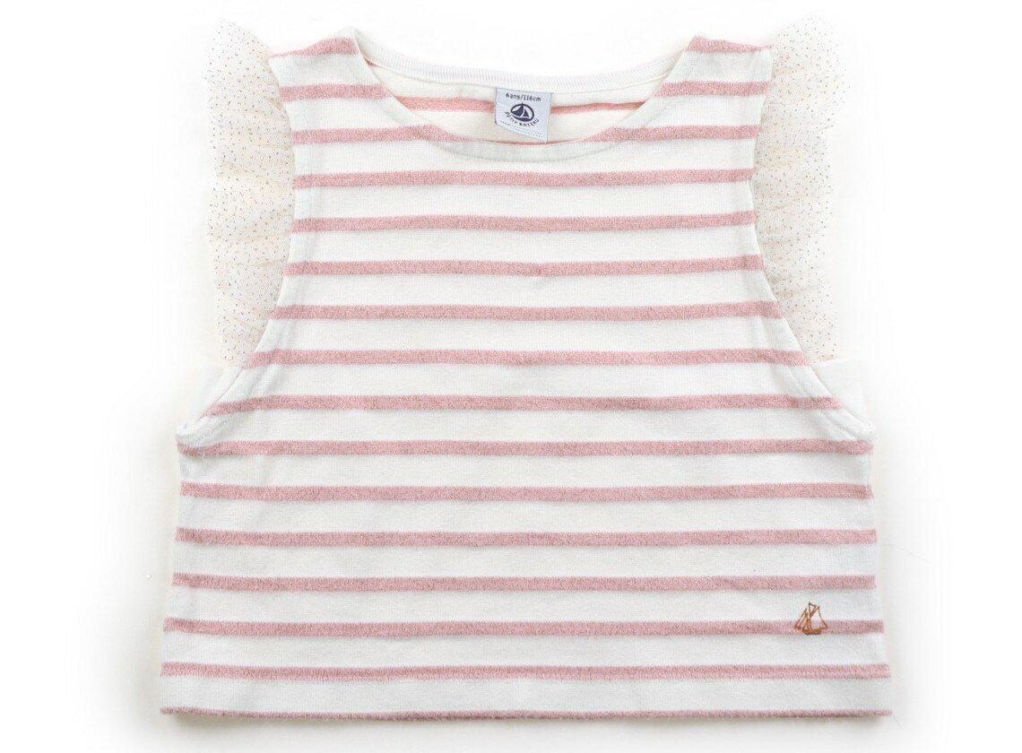 プチバトー PETIT BATEAU タンクトップ・キャミソール 110 女の子 オフ・ピンクラメボーダー 子供服 ベビー服 キッズ アウトレット ユーズド 【中古】キッズ・ベビー・マタニティ