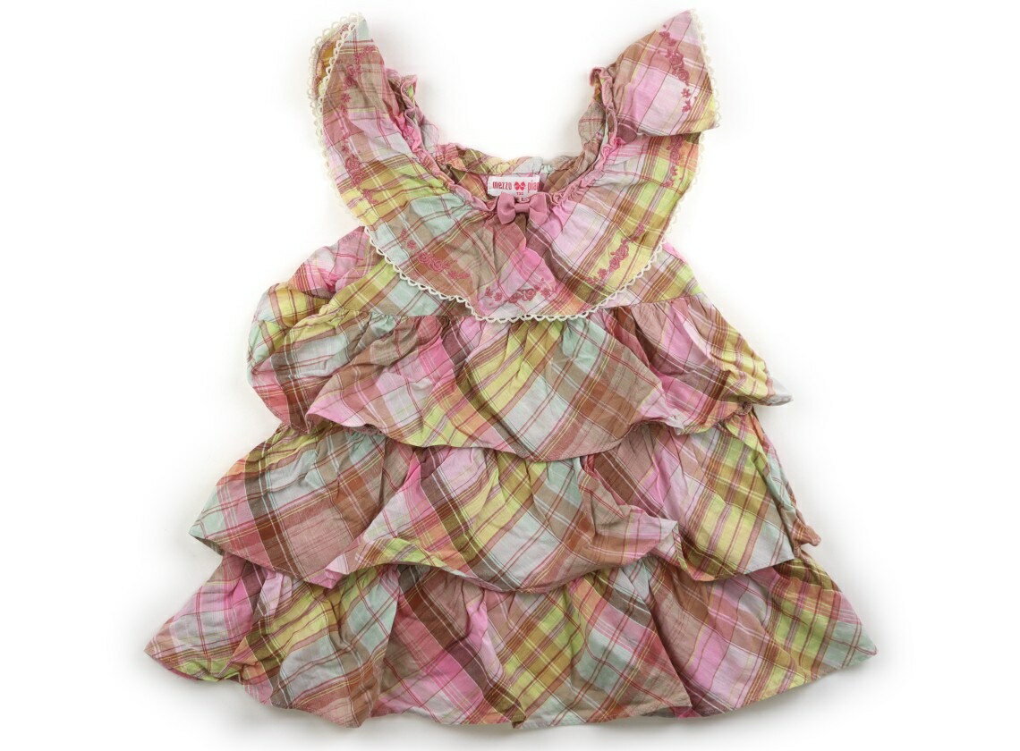 メゾピアノ mezzo piano チュニック 130 女の子 ブラウン×カラフルパステルカラー 子供服 ベビー服 キッズ アウトレット ユーズド 【中古】キッズ ベビー マタニティ