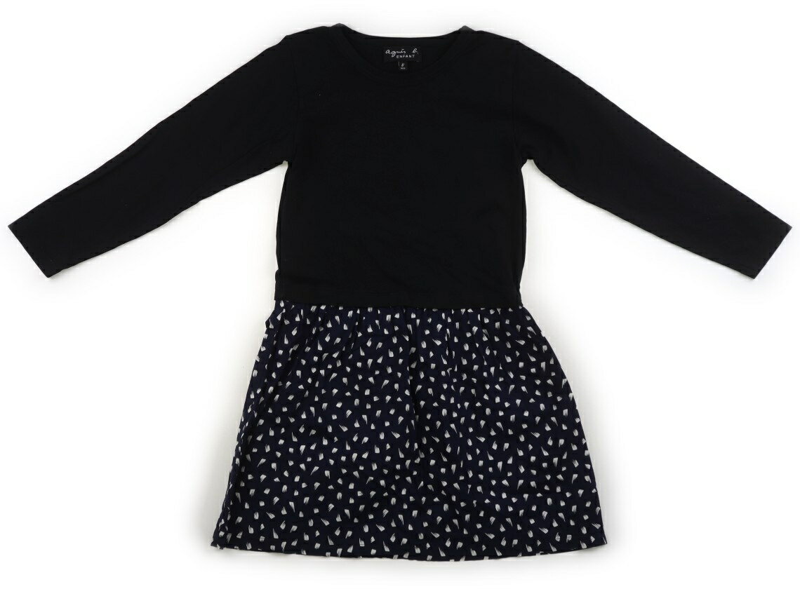 アニエスベー agnes.b ワンピース 120 女の子 ブラック総柄ネイビーホワイト 子供服 ベビー服 キッズ アウトレット ユーズド 【中古】キッズ・ベビー・マタニティ