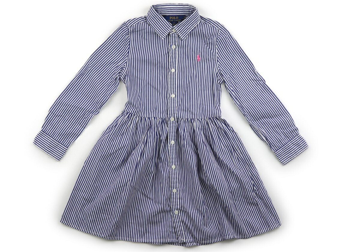 ポロラルフローレン POLO RALPH LAUREN ワンピース 110 女の子 紺・白・ストライプ 子供服 ベビー服 キッズ アウトレット ユーズド 【中古】キッズ・ベビー・マタニティ