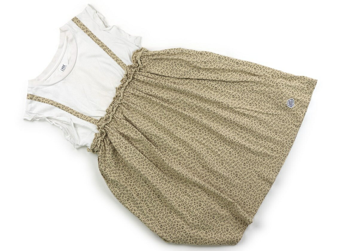 ビームス BEAMS ワンピース 150 女の子 ホワイト・イエローカーキ×レオパード柄 子供服 ベビー服 キッズ アウトレット ユーズド 【中古】キッズ・ベビー・マタニティ