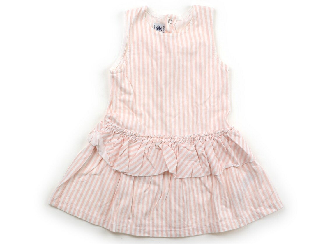 プチバトー PETIT BATEAU ワンピース 100 女の子 ピンク・ホワイト・ストライプ 子供服 ベビー服 キッズ アウトレット ユーズド 【中古】キッズ・ベビー・マタニティ